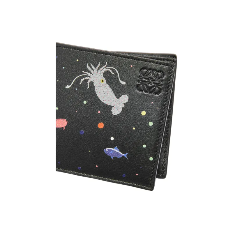 LOEWE Suna Fujita Collaboration Napa Calf Leather Coin Purse Unisex Black-4