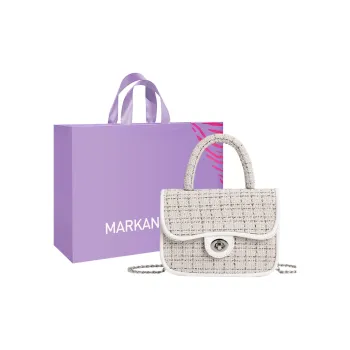 MARKANGARO Woolen Shoulder Bag Crossbody Bag Handbag Small Size Women's White Brown