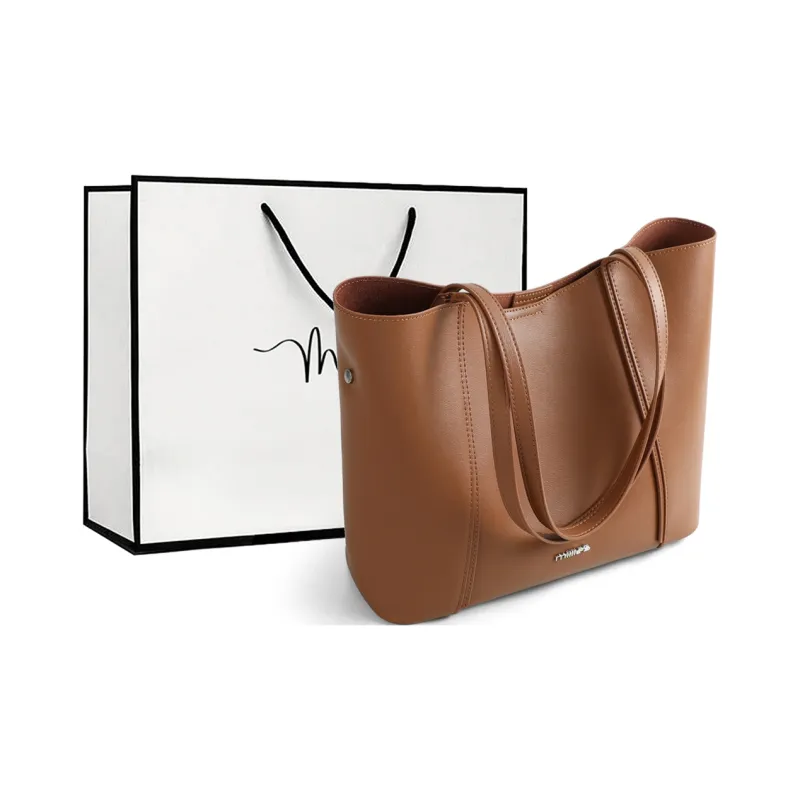 MILLIE'S Cow Leather Commute Bag, Shoulder Bag, Handbag, Tote Bag, Shoulder Bag Tubas Women's Ecru/Brown-5