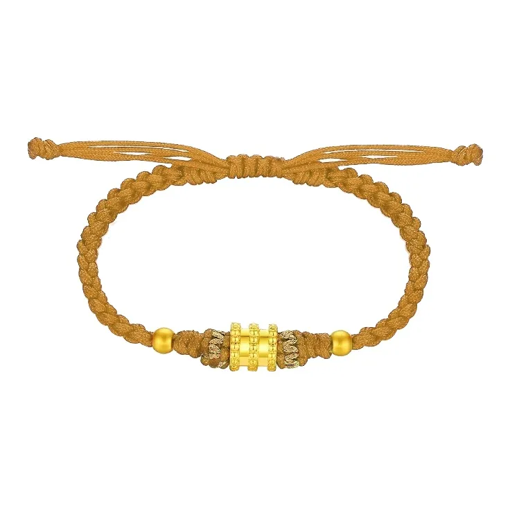 YIIAAN Good Luck Waist Fortune Bead Wealth And Prosperity Woven Rope Solid Gold Fixed Price Gold Bracelet Unisex-1