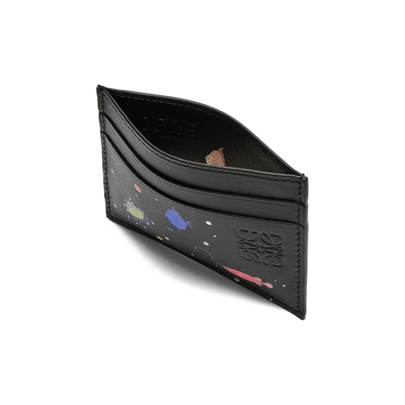 LOEWE Suna Fujita Collaboration Nappa Cow Leather Card Holder Women's Black-1