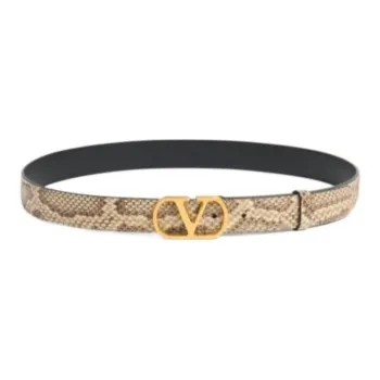 Valentino Leather Leather Belts Women's Beige Width: 3CM