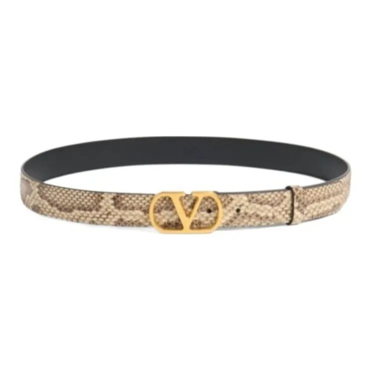 Valentino Leather Leather Belts Women's Beige Width: 3CM-0