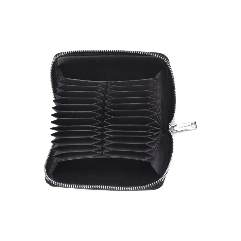 Hush Puppies PVC With Top Grain Cow Leather Coin Purse Key Pouch Card Holder Regular Men's Black-2