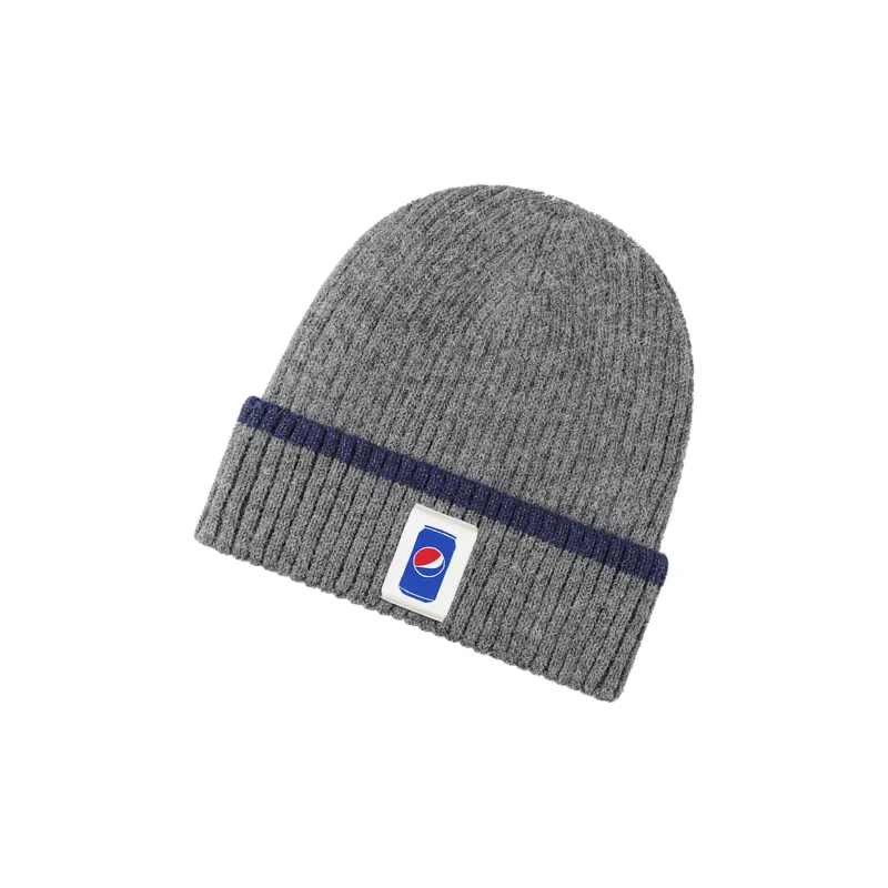 Pepsi Polyester Plush Beanie Unisex Navy Blue Light Gray Dark Gray-8