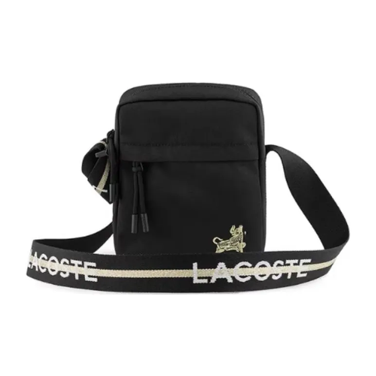 LACOSTE Fabric Shoulder Bag, Crossbody Bag Men's Black-0
