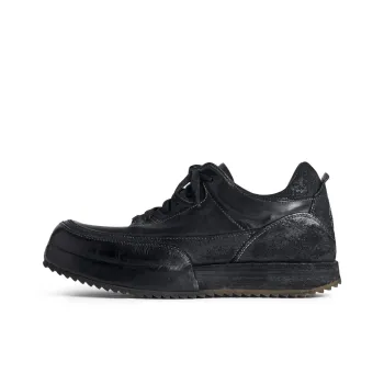 PIPG Handcrafted Premium Horse Leather Coverage Anti Slip And Wear Resistant Casual Skateboard Shoes Men's Black