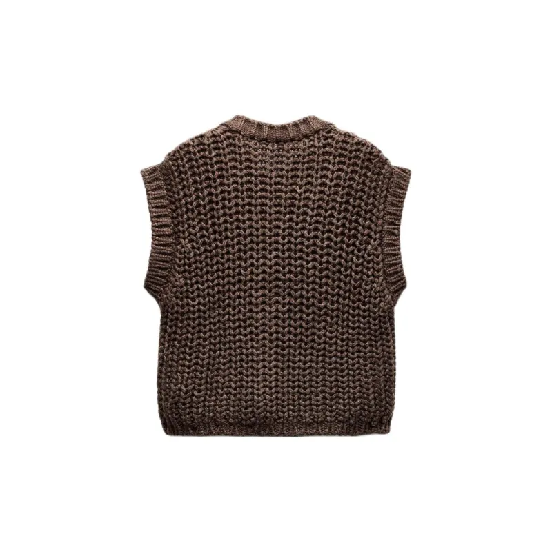 ZARA Vests Women's Brown-1