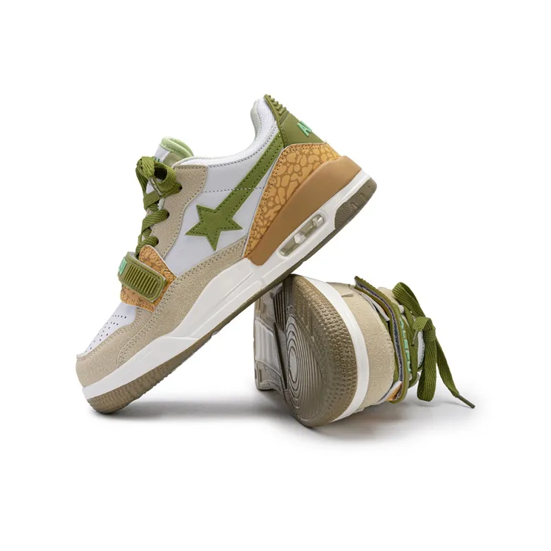 WELKIN&WZWJ Stars Collection White Sneakers Slip-Resistant Height Increasing Low-Top Skateboard Shoes Unisex-120