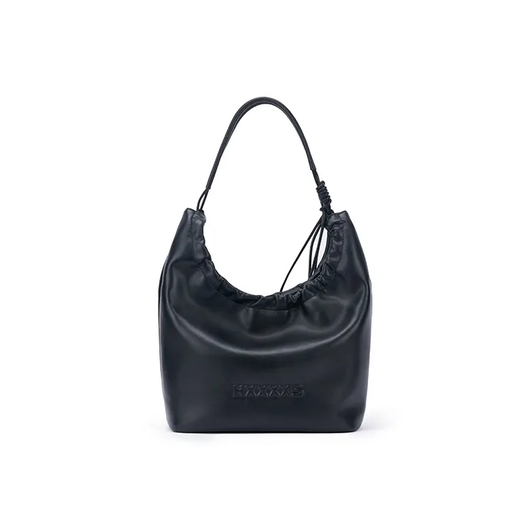 HXXXXS Cow Leather Shoulder Bag, Handbag Regular Women's Black-1