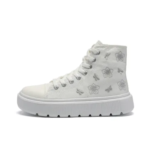 KATHRYN WILSON Wear Resistant Lightweight Height Increasing High Top Canvas Shoes Women's White