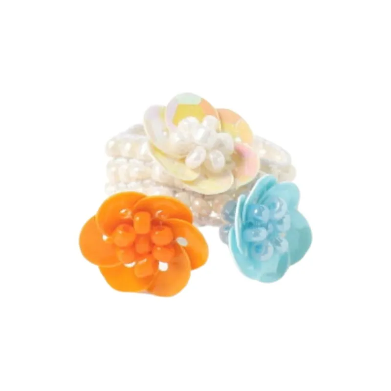 Beams Glass Beads, Sequins Rings Women's Black White/Orange Blue/Yellow Purple-3