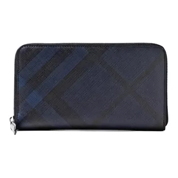 Burberry Cow Leather Clutches Card Holder Wallet Men's Dark Blue