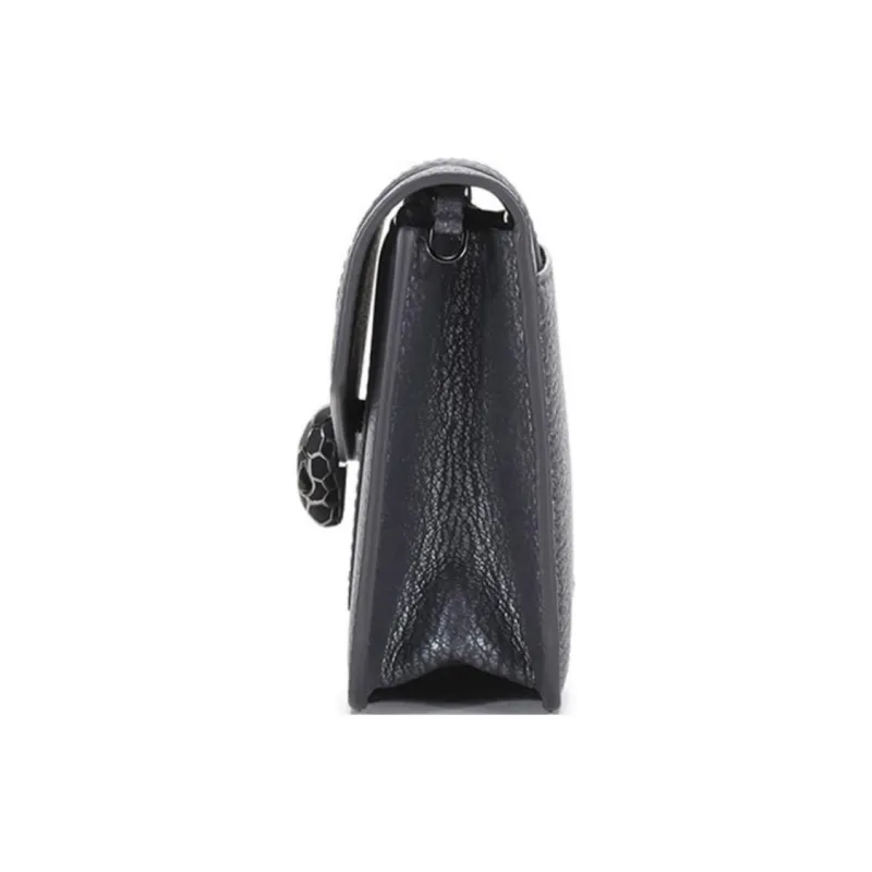 BVLGARI Serpenti Forever Series Leather Shoulder Bag Crossbody Bag Clutches Women's Charcoal-2