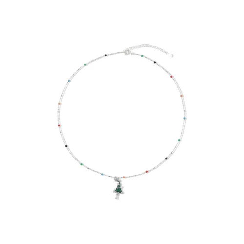 AWE S925 Silver Unique Design Multicolor Beads Snowman Collarbone Chain Women's