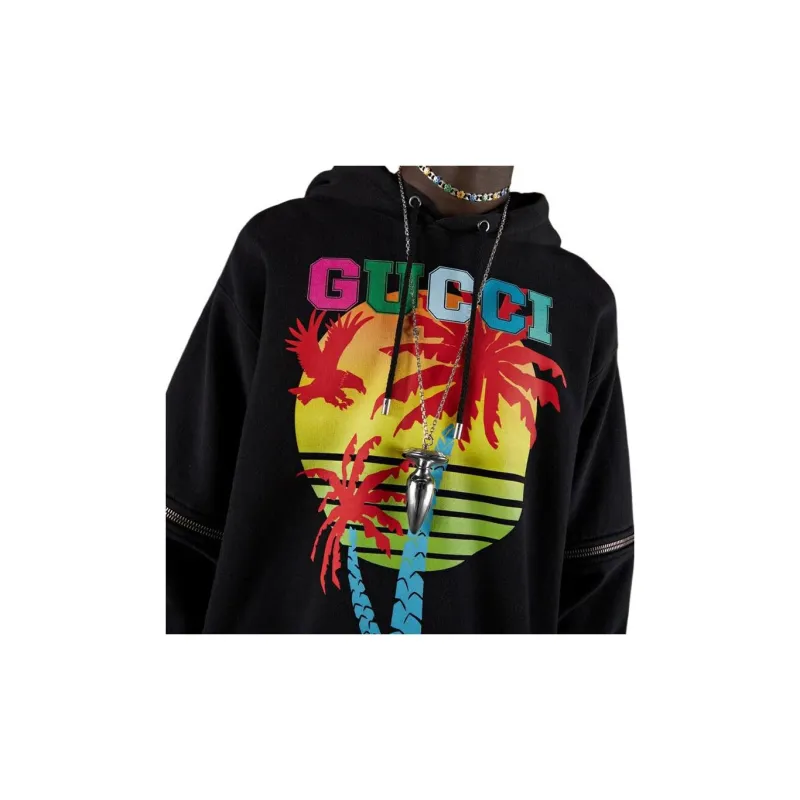 GUCCI Removable sleeve GUCCI Sunset print Hoodie-4