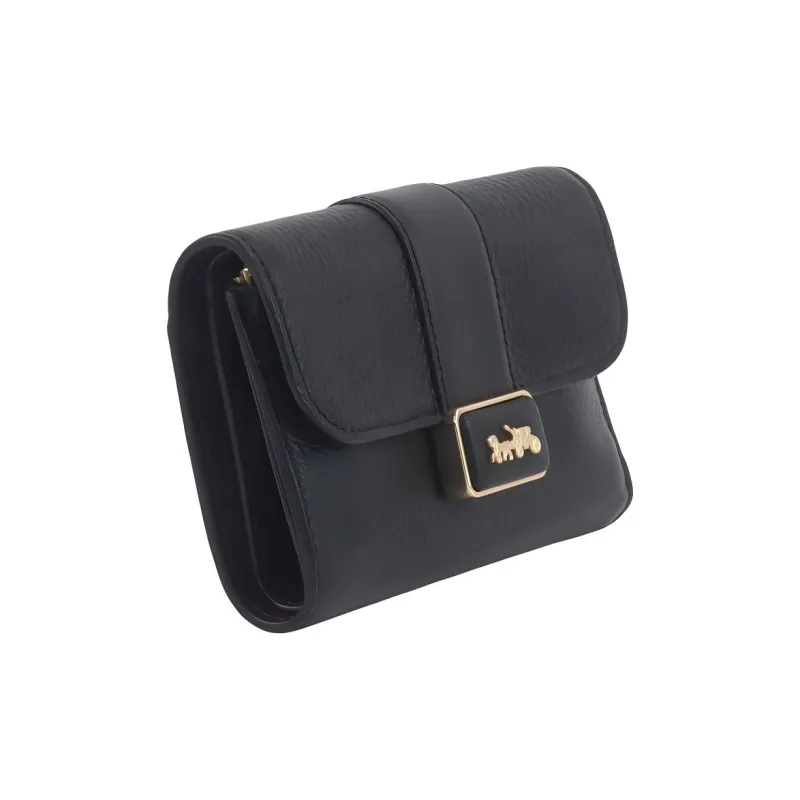 COACH Grace Refined Pebbled Leather With Smooth Leather Accents Clutches Wallets Medium Size Women's Black-3