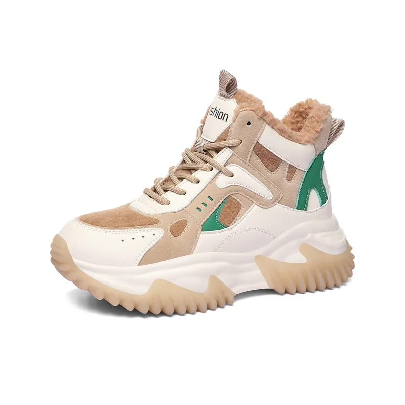 Golden Silk Rabbit High-Top Chunky Sneakers Women's-7