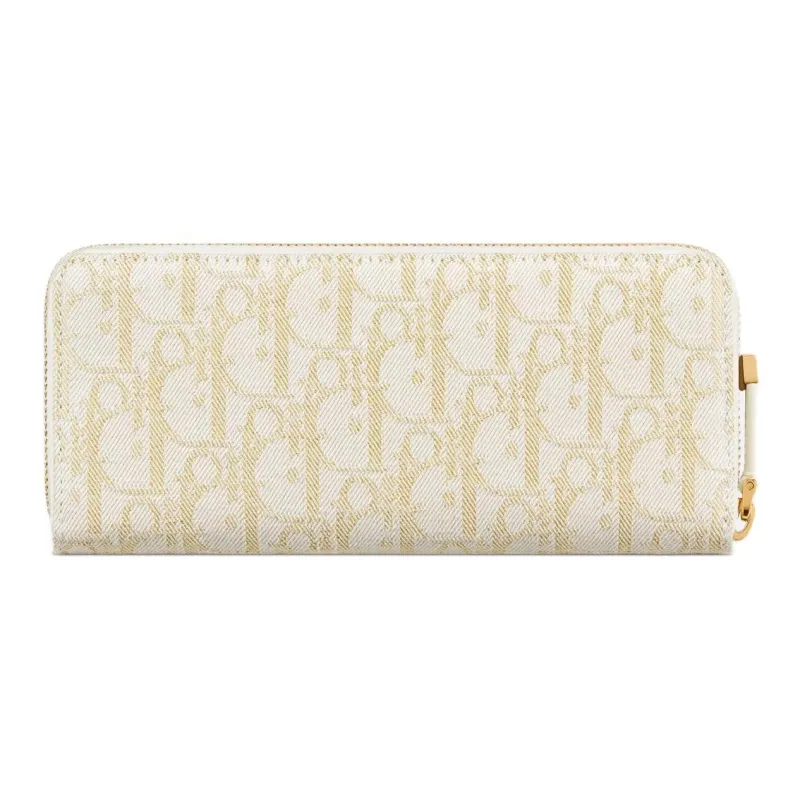 DIOR 30 Montaigne Cotton Wallet Women's Gold & White-2