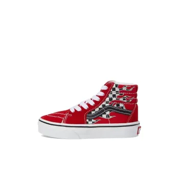 Vans Sk8-Hi Anti-Slip Wear-Resistant High-Top Kids' Skateboarding Shoes Red White Kids'