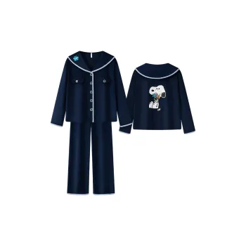 Gongdie x SNOOPY/ Pajama Set Women's Dark Blue