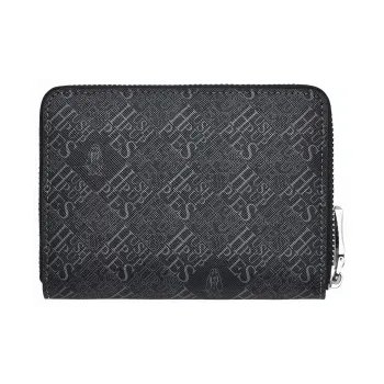 Hush Puppies PVC With Top Grain Cow Leather Coin Purse Key Pouch Card Holder Regular Men's Black