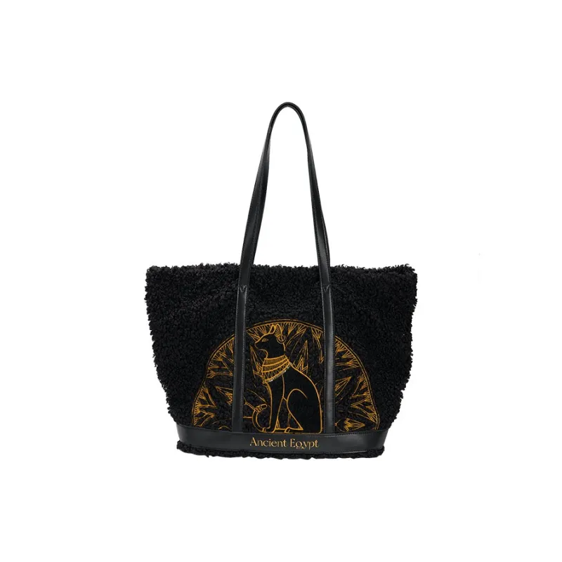 The British Museum PU Blend Lambswool Handbag Shoulder Bag Regular Women's Black-0