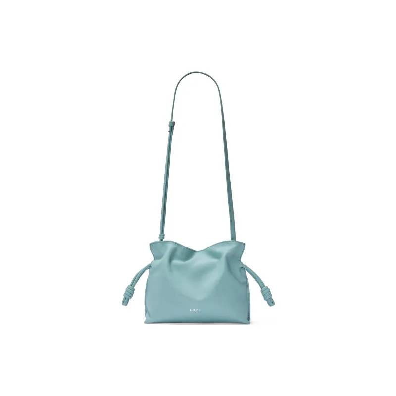 LOEWE Suna Fujita Collaboration Flamenco Nappa Cow Leather One Shoulder Crossbody Clutch Mini Women's Aqua Blue-1