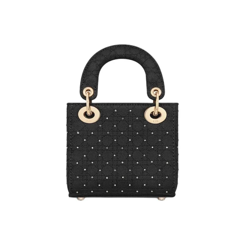 DIOR Lady Dior Cotton Embroidery Lady Dior Bag, Shoulder Bag, Crossbody Bag, Handbag Extra Mini Women's Black-2