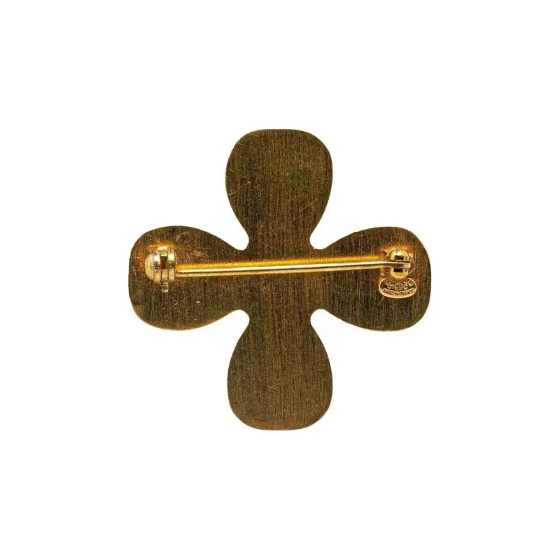 CHANEL 2001 Cc Clover Brooch-1
