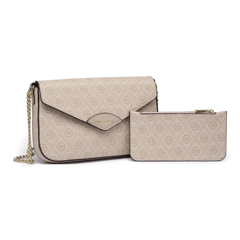GELANDAI PVC Shoulder Bag, Crossbody Bag, Combo Bag Women's Apricot-1