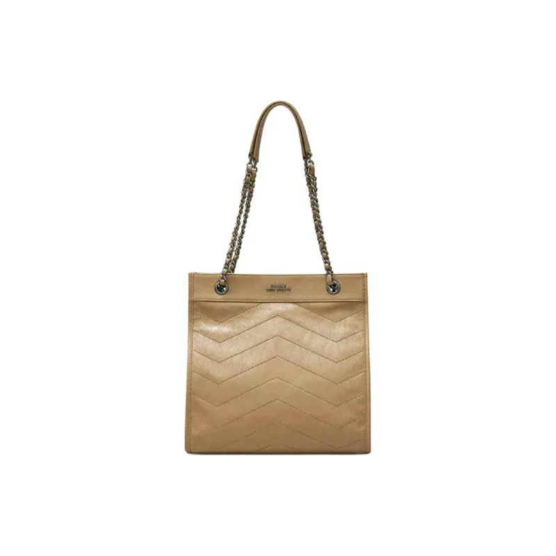 Brother Is Really Good Cow Leather Handbag Shoulder Bag Medium Size Women's Light Brown/Black-0