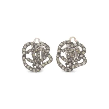 CHANEL 1986 1988 Cc Camellia Clip on Earrings