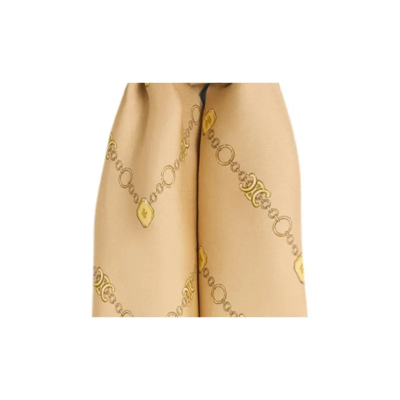 CELINE Silk Silk Scarves Women's Beige-2