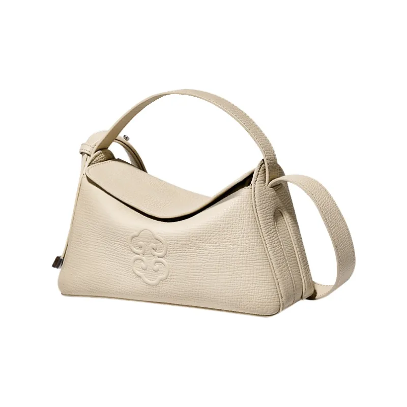 Look Grain Top Grain Cow Leather Crossbody Bag, One Shoulder Handbag Women's White/Brown/Black-21