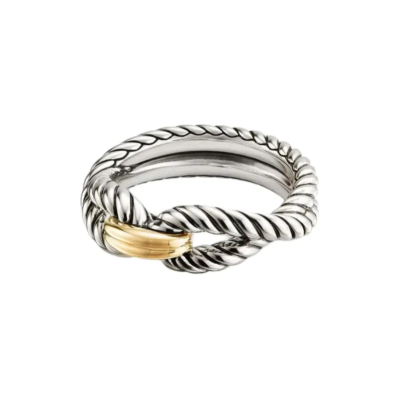 David Yurman 18kt Yellow Gold And Sterling Silver Cable Loop Band Ring 7mm-2