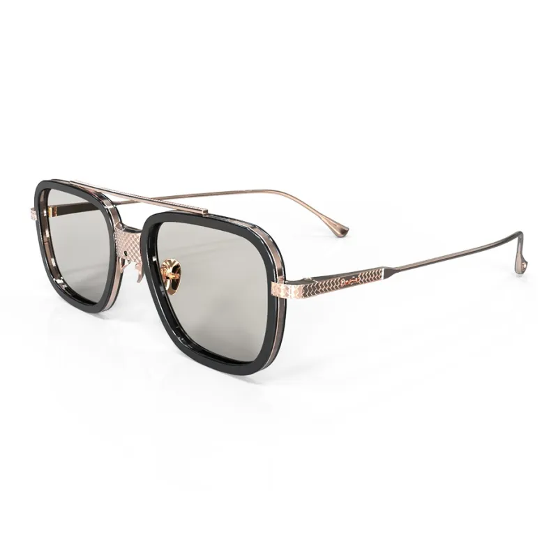 ONESEC EYEWEAR Titanium Alloy Plate Frame Square Sunglasses Unisex-1