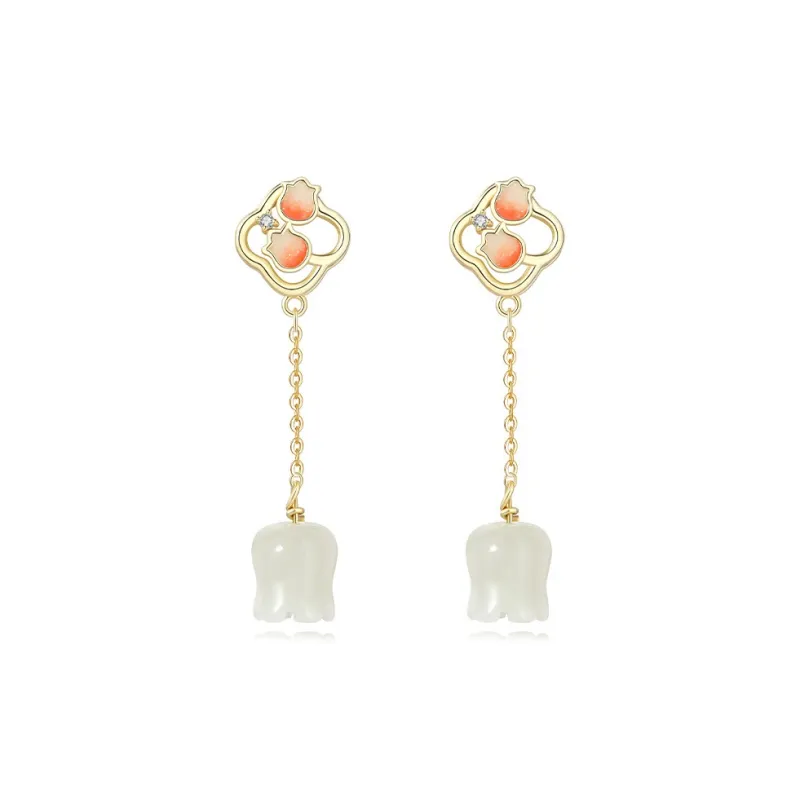 WEITIANXUAN Hetian Jade Earrings White Jade/Pale Greenish White Jade Women's-0