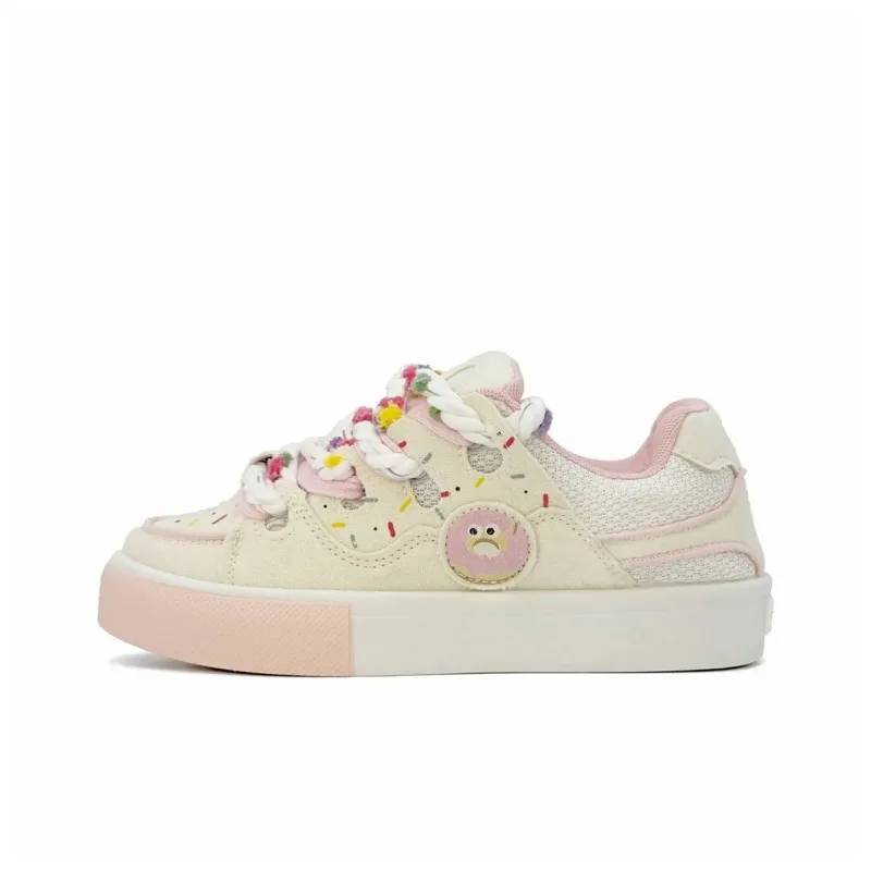 Circle Small Cushioned Wear-Resistant Lightweight Height Increasing Low-Top Skateboard Shoes Women's Box Included-24