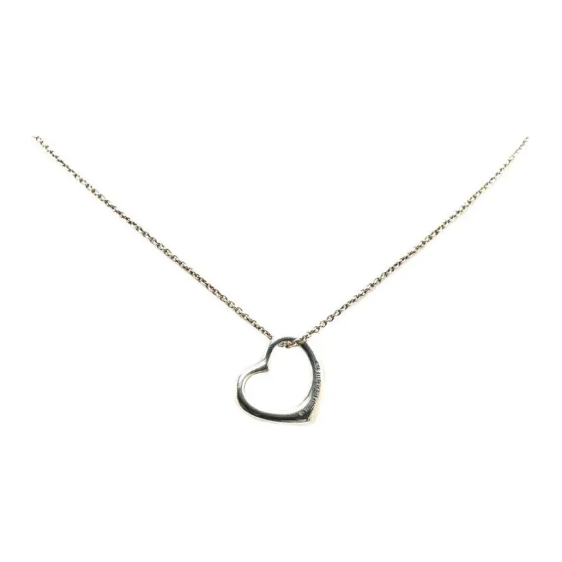 TIFFANY & CO. 20th Century Elsa Peretti Sterling Silver Open Heart Pendant Necklace-0