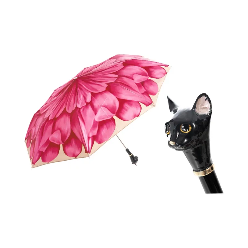 Pasotti Italy Version Dahlia Umbrella With Enamel Painted Kitten Brass Controller For Sun Protection, Foldable Umbrella-3