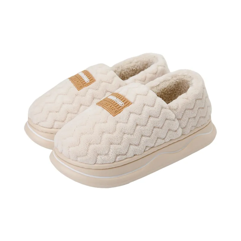 Warm Edge Unisex Minimalist Style Home Indoor Fall And Winter Slip Resistant Fleece Lined Warm Couple Padded Shoes-9