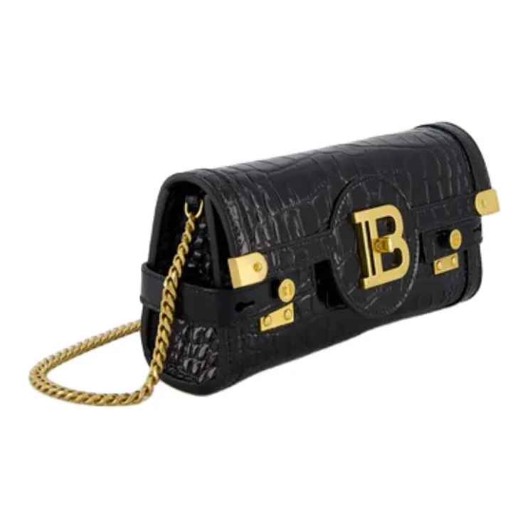 Balmain Hair Gold plaque Crocodile Mini Bag-1