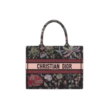 DIOR BookTote Cotton Tote Bag Shopping Bag Handbag Medium Size Women's Black & Multicolor