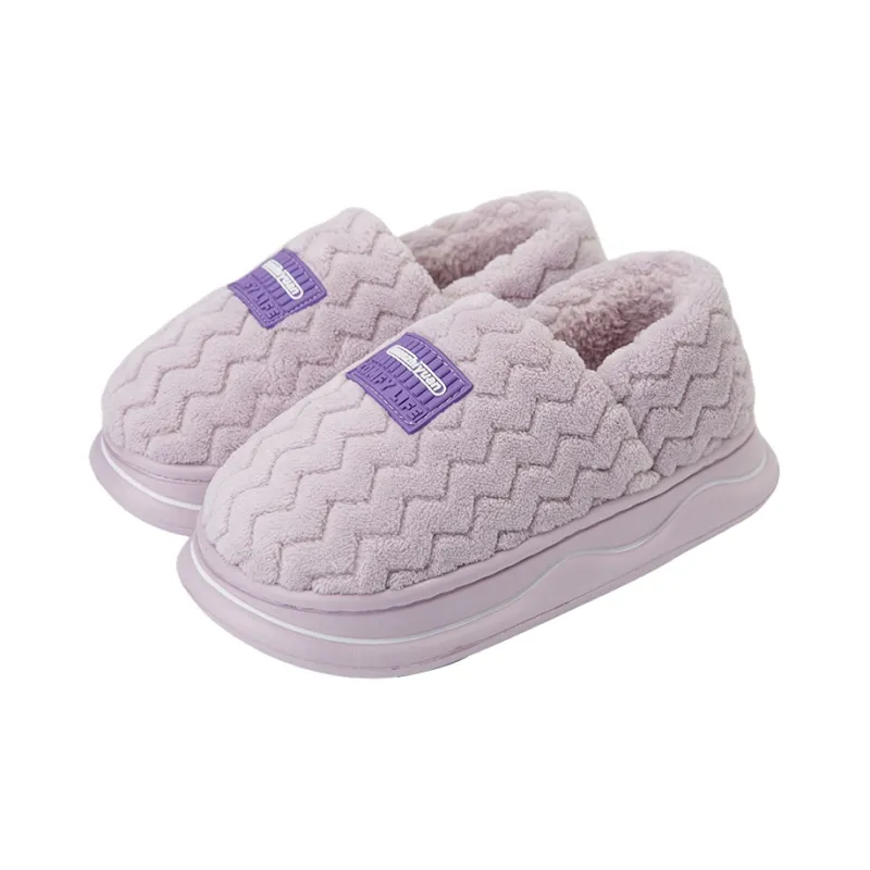 Warm Edge Unisex Minimalist Style Home Indoor Fall And Winter Slip Resistant Fleece Lined Warm Couple Padded Shoes-6