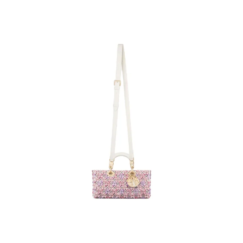 DIOR Lady D JOY Cotton Shoulder Bag, Crossbody Bag, Handbag Medium Size Women's Pink & White-2