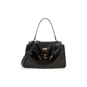 ELLE Trendy Fashion Large Capacity Commute Tote Shoulder Bag Large Size Women's Black/Camel