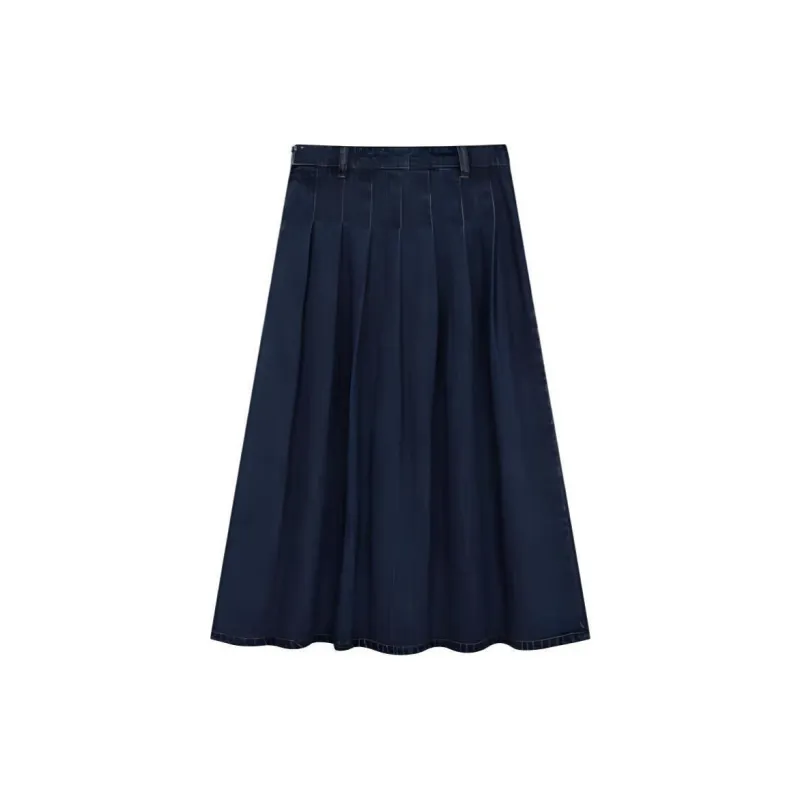 Mo Han Yi Mei Denim Long Skirt Women's Dark Blue-1