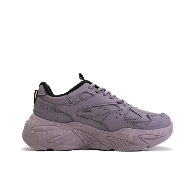 Warrior Trendy Casual Shoes Anti-Slip And Wear-Resistant Lightweight Low-Top Chunky Sneakers Women's Dark Purple Gray-1