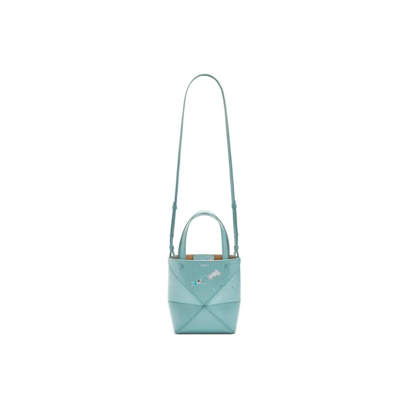 LOEWE Suna Fujita Collaboration Puzzle Fold Cow Leather Shoulder Bag, Crossbody Bag, Handbag Mini Women's Water-1